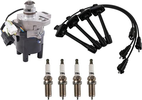 TRQ Ignition Coil and Spark Plug Kit 6 Piece Distributor Compatible with 1994-1995 Toyota Celica 1993-1995 Corolla in Kuwait