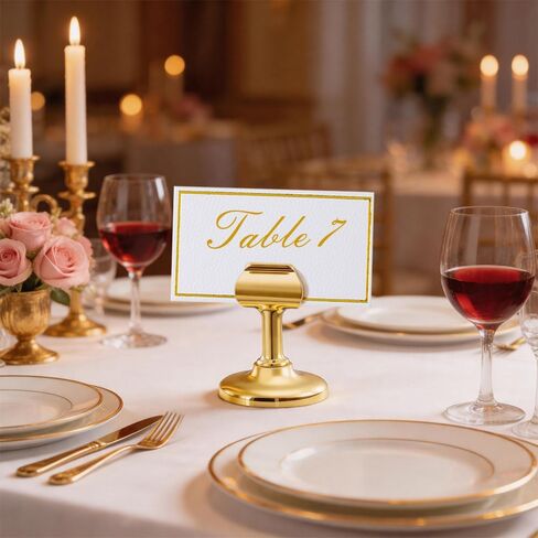 16 Pcs Gold Table Number Holders with 16 Gold Foil Border Tent Cards, Name Card Holders for Wedding, Restaurant, Photo, Birthday in Kuwait