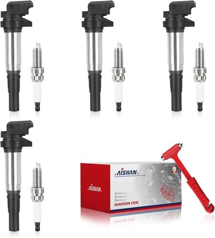 Set of 4 Ignition Coil Pack and Iridium Spark Plugs Compatible with Mini Cooper 2007 2008 2009 2010 2011 2012 2013, Paceman 2013 2014 2015 2016, Countryman 2011-2016 L4 1.6L UF598 12137575010 in Kuwait