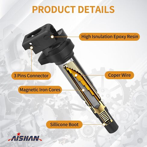 Set of 4 Ignition Coil Pack and Iridium Spark Plugs Compatible with Mini Cooper 2007 2008 2009 2010 2011 2012 2013, Paceman 2013 2014 2015 2016, Countryman 2011-2016 L4 1.6L UF598 12137575010 in Kuwait