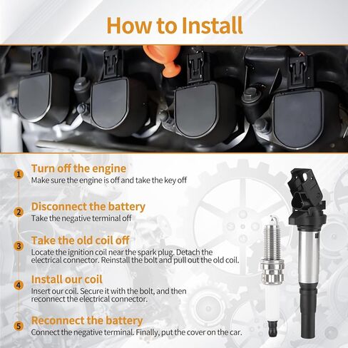 Set of 4 Ignition Coil Pack and Iridium Spark Plugs Compatible with Mini Cooper 2007 2008 2009 2010 2011 2012 2013, Paceman 2013 2014 2015 2016, Countryman 2011-2016 L4 1.6L UF598 12137575010 in Kuwait