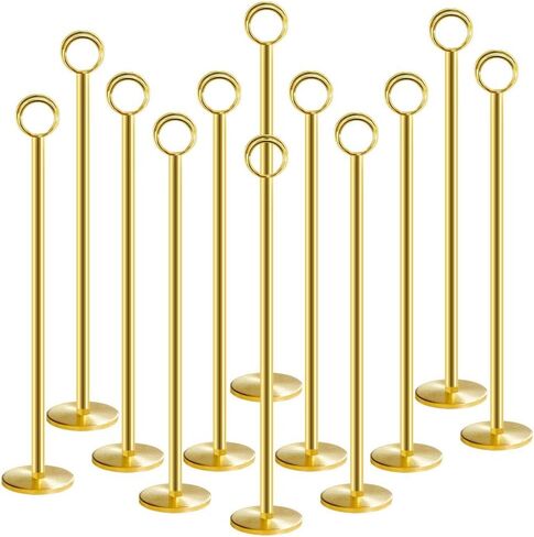 Urban Deco 12PK Table Number Holders Place Card Holders 12 Inch Table Card Holders Steel Card Holders for Photos, Food Signs, Memo Notes, Weddings, Restaurants, Birthdays（Gold） in Kuwait