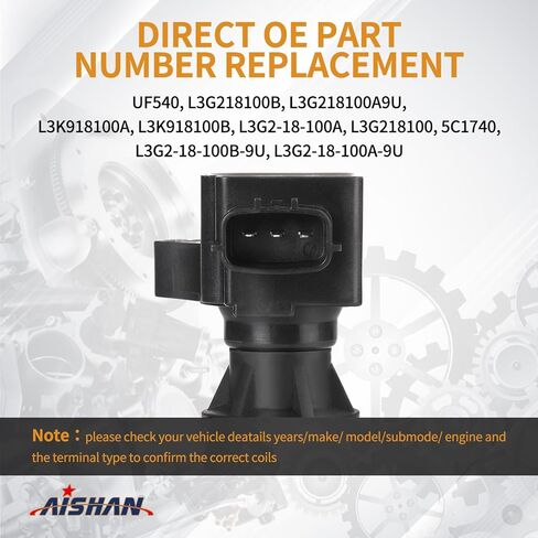 مجموعة من 4 ملفات إشعال وشمعات إشعال إيريديوم متوافقة مع مازدا 6 2006-2013، CX-7 2010-2012، لمازدا 3 2006 2007 2008 2009 2010 2011 2012 2013 L4 2.0L 2.3L 2.5L UF540 L3G218100B in Kuwait