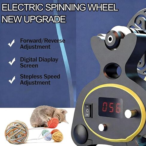 Electric Yarn Spinner Mini Spinning Wheel 800RPM Digital Display Foot Pedal Control 3 Bobbins 4oz/8oz Capacity for Wool Spinning Weaving Roving in Kuwait