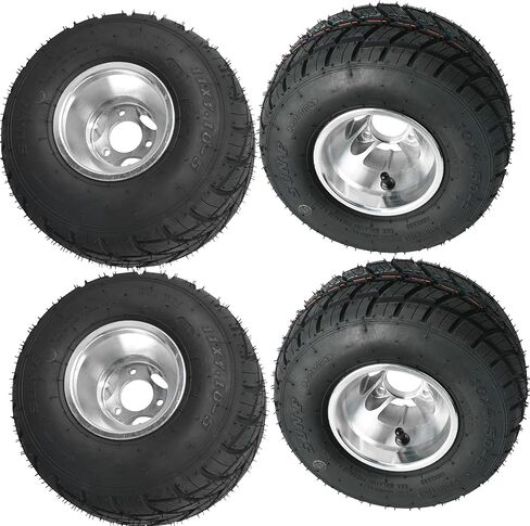 4-Pack 10x4.50-5 & 11x7.10-5 Rain Tires with 3 Lug Aluminum Rims for Go Karts, ATVs, UTVs, Drift Trikes – Front & Rear Wheel Assemblies in Kuwait