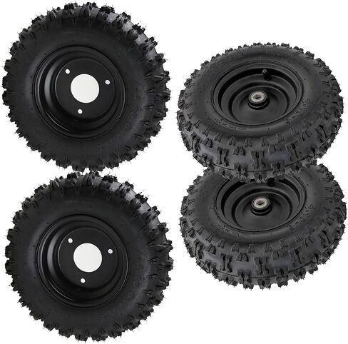 Flat-Free 4.10-6 Tires with 3-Lug 6" Rim for Go Kart ATV Mini Bike Quad Scooter Lawn Mower Garden Tractor Dolly Hand Truck Wagon – Set of 2 in Kuwait