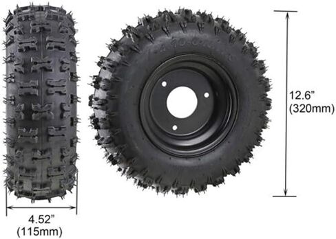 Flat-Free 4.10-6 Tires with 3-Lug 6" Rim for Go Kart ATV Mini Bike Quad Scooter Lawn Mower Garden Tractor Dolly Hand Truck Wagon – Set of 2 in Kuwait