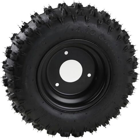 Flat-Free 4.10-6 Tires with 3-Lug 6" Rim for Go Kart ATV Mini Bike Quad Scooter Lawn Mower Garden Tractor Dolly Hand Truck Wagon – Set of 2 in Kuwait