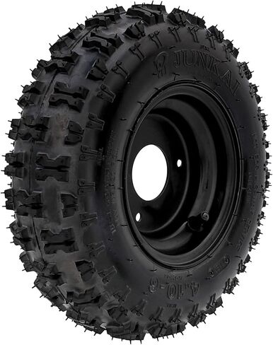 Flat-Free 4.10-6 Tires with 3-Lug 6" Rim for Go Kart ATV Mini Bike Quad Scooter Lawn Mower Garden Tractor Dolly Hand Truck Wagon – Set of 2 in Kuwait