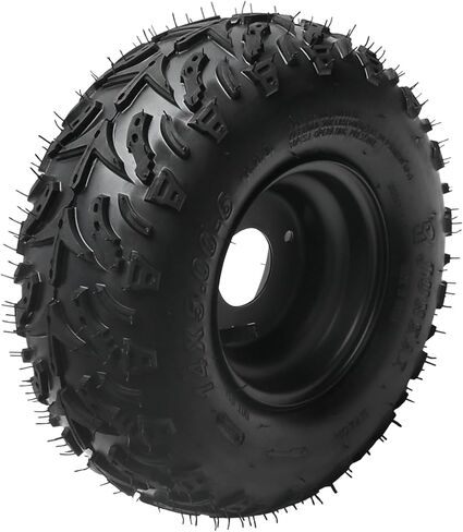 مجموعة عجلات وإطارات مقاس 6 بوصات 14x5.00-6 لسيارات Go-Karts وATVs والدراجات الصغيرة | مجموعة مكونة من 4 قطع مع محاور أمامية/خلفية، ومغزل توجيه، وطبقتين بدون أنابيب، و3 عروات | عربة رباعية 50cc-125cc in Kuwait