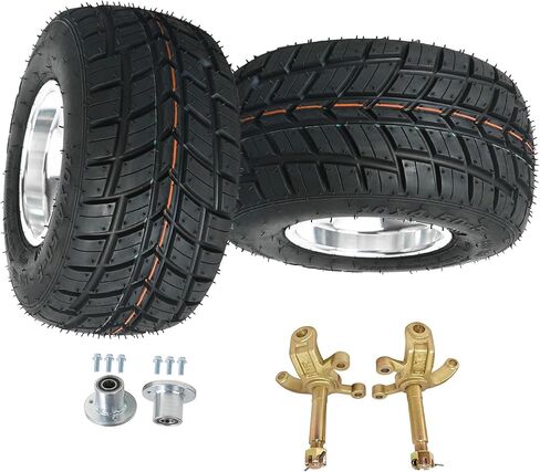 مجموعة من إطارين أماميين مقاس 10x4.50-5 مع 3 إطارات من الألومنيوم ومفاصل توجيه لعربات الذهاب والمركبات الرباعية والدراجات الثلاثية الانجراف والدراجات الصغيرة in Kuwait