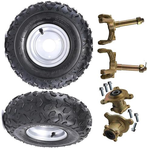 145/70-6 Tubeless Tire & 3 Stud Front Wheel Hubs with Steering Knuckle Spindles Kit – Universal Fit for ATV, UTV, Go Kart, Golf Cart, Drift Trike & More in Kuwait