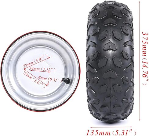 145/70-6 Tubeless Tire & 3 Stud Front Wheel Hubs with Steering Knuckle Spindles Kit – Universal Fit for ATV, UTV, Go Kart, Golf Cart, Drift Trike & More in Kuwait