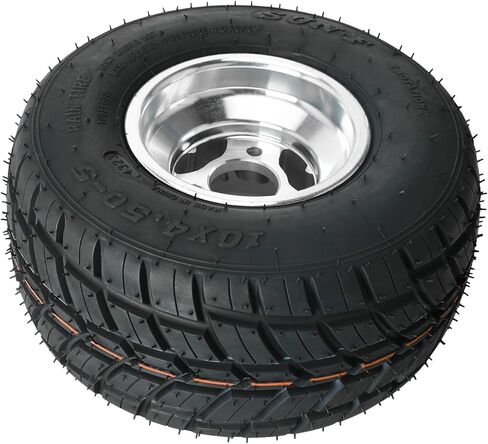 مجموعة إطارات العجلات الأمامية 10 × 4.50-5 مكونة من 2، مجموعة حافة 3 عروات 48 مم إطارات سباق 5 بوصة لدراجة ATV الصغيرة والدراجة الانجراف UTV عربة الجولف وجزازة العجلات الأمامية ذات قبضة عالية in Kuwait
