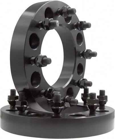 Wheel Accessories Parts 2 Pcs Wheel Spacers Adapters 8 on 200mm 8x200mm 1.50 Inch Thick 142mm Hub M14x1.5 14x1.5 Thread Stud Fits 2019+ Ram 3500 2003+ Ford F350 Dual Rear Wheels No Lip Front and Rear in Kuwait