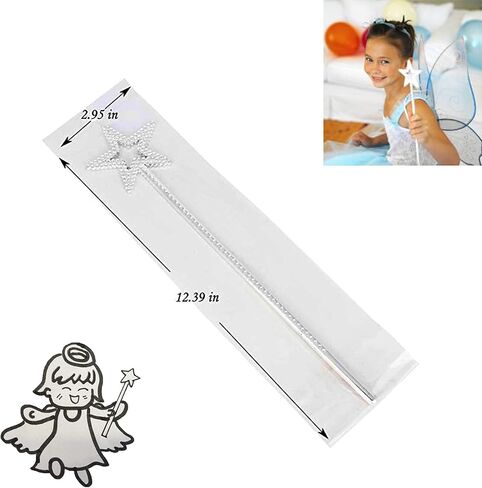 MYUBWTF 13in Star Fairy Wand، عصا سحرية بلاستيكية للأطفال، لعب الدعائم التنكرية لـ Elf Baton، عصا Angel Star السحرية، طلاء الأميرة الجنية، عصا العرابة الجنية الدولار in Kuwait