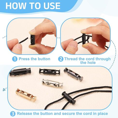 uxcell 10Pcs Double Hole Cord Locks, 5mm Metal Spring Toggle Stopper Clip for Shoelaces Drawstrings Paracord, Silver, 8mm Dia in Kuwait