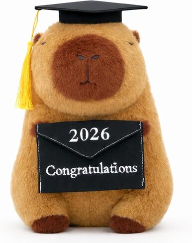 Graduation 2026 Capybara Plush Toy, 9 Inch Capybara Stuffed Animal with Graduation Cap and Diploma, Class of 2026 Congratulations Plush Gift for Kids, Teens, Seniors and Graduates in Saudi Arabia