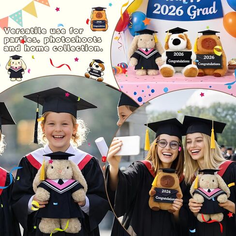Graduation 2026 Capybara Plush Toy, 9 Inch Capybara Stuffed Animal with Graduation Cap and Diploma, Class of 2026 Congratulations Plush Gift for Kids, Teens, Seniors and Graduates in Saudi Arabia