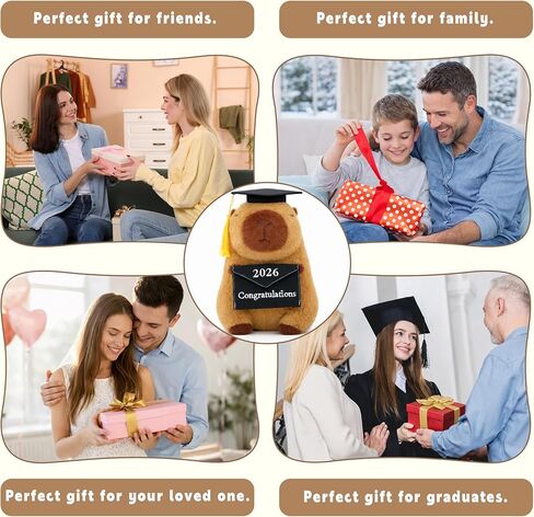Graduation 2026 Capybara Plush Toy, 9 Inch Capybara Stuffed Animal with Graduation Cap and Diploma, Class of 2026 Congratulations Plush Gift for Kids, Teens, Seniors and Graduates in Saudi Arabia