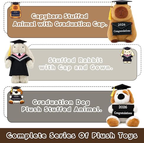 Graduation 2026 Capybara Plush Toy, 9 Inch Capybara Stuffed Animal with Graduation Cap and Diploma, Class of 2026 Congratulations Plush Gift for Kids, Teens, Seniors and Graduates in Saudi Arabia