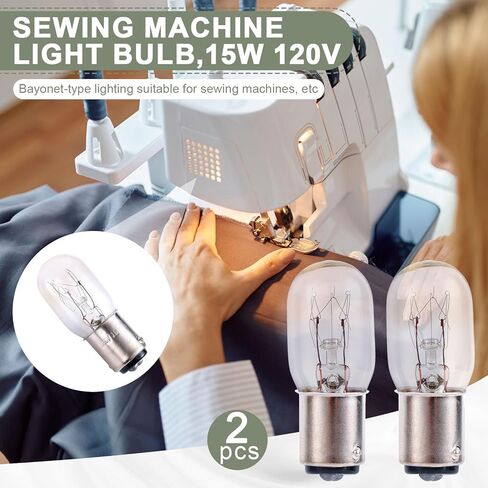 2pcs Sewing Machine Light Bulbs, Sewing Machine 120v 15w Light Bulb Clear and Bright Lighting Equipment with Push-in Base for Singer Janome Home Workshops Craft Enthusiasts in Kuwait