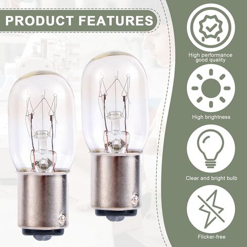 2pcs Sewing Machine Light Bulbs, Sewing Machine 120v 15w Light Bulb Clear and Bright Lighting Equipment with Push-in Base for Singer Janome Home Workshops Craft Enthusiasts in Kuwait