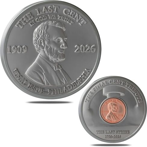 Last Lincoln Penny Memorial Coin 1909-2026 Coins Final Cent Historical Tribute Token, Antique Copper-Plated Zinc Alloy High-Relief Collectible Medal, 1.77 Inch Non-Monetary Display Coin in Kuwait
