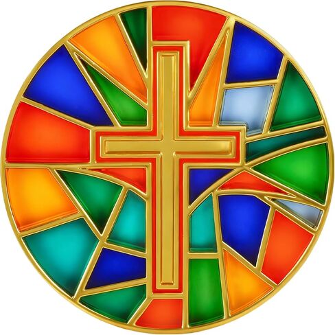 Cross Christian Challenge Coins, Translucent Stained Glass Religious Novelty Commemorative Token, Inspirational Christian Gifts for Men Women in Kuwait