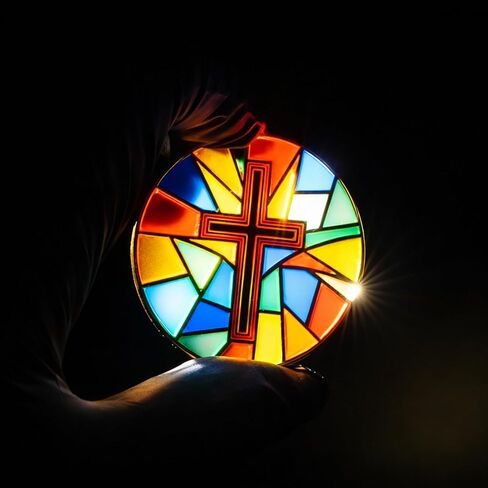 Cross Christian Challenge Coins, Translucent Stained Glass Religious Novelty Commemorative Token, Inspirational Christian Gifts for Men Women in Kuwait