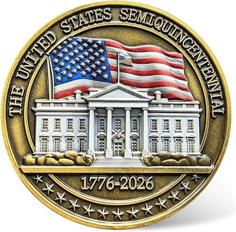 U.S. 250th Semiquincentennial Challenge Coin with Protective Case - High Relief Zinc Alloy Patriotic Collectible, White House & Liberty Bell Tribute Keepsake in Kuwait
