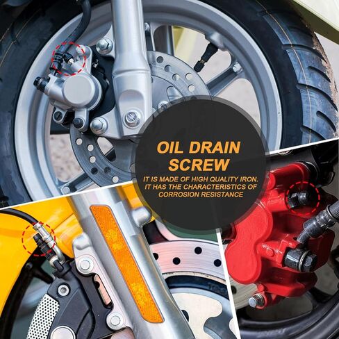 SHINEOFI Motorcycle Brake Caliper Bleed Screw Bolt Set with Cap, Exhaust and Drain Oil Screws, 4 Sets for Motorbikes Hydraulic Disc Brake Maintenance in Kuwait