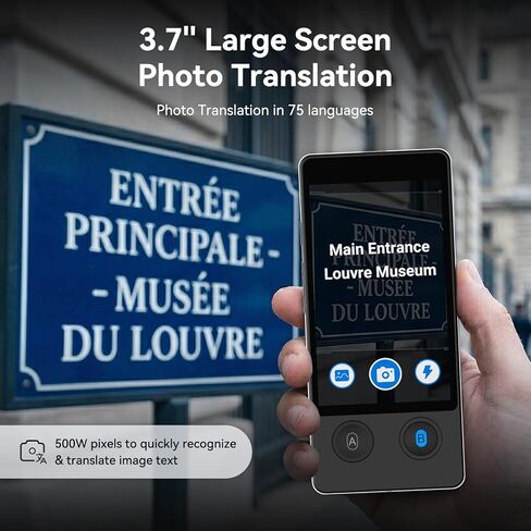جهاز مترجم اللغة W12، مترجم الذكاء الاصطناعي المحدث لعام 2026 لا حاجة إلى شبكة WiFi، يدعم ChatGPT، أكثر من 140 لغة مترجم فوري ثنائي الاتجاه، ترجمة دون الاتصال بالإنترنت/الصور لسفر العمل in Kuwait