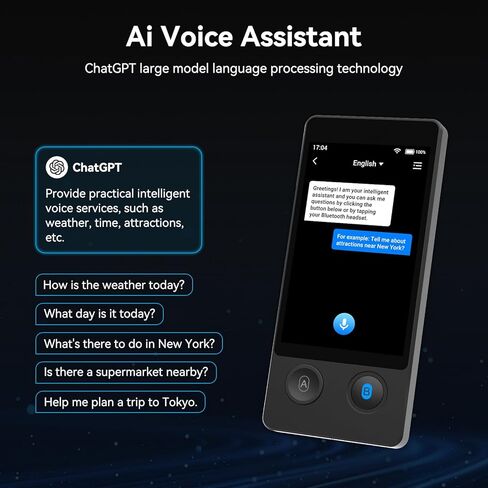 جهاز مترجم اللغة W12، مترجم الذكاء الاصطناعي المحدث لعام 2026 لا حاجة إلى شبكة WiFi، يدعم ChatGPT، أكثر من 140 لغة مترجم فوري ثنائي الاتجاه، ترجمة دون الاتصال بالإنترنت/الصور لسفر العمل in Kuwait