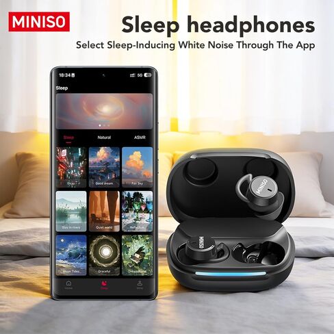 MINISO MS217 Real-Time AI Translation Earbuds, 165 Language Translator Earbuds, Invisible Sleep Headphones Mini Noise Blocking Sleep Earphones, Small Design Mini Sleep, Sleep Earbuds for Side Sleepers in Kuwait