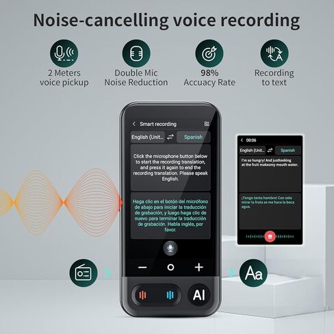 Language Translator Device No WiFi Needed, 2026 Upgraded AI Translator Support ChatGPT,150+ Languages Instant translator Support Offline/Recording/Photo/Voice Translation Real Time for Travel Business in Kuwait