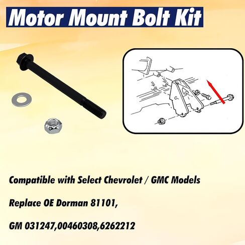 طقم مسامير تثبيت المحرك قطعتين - الدرجة 8 متوافقة مع موديلات مختارة من شيفروليه وجي إم سي، استبدل OE 81101 GM 0031247 00460308 6262212 in Kuwait