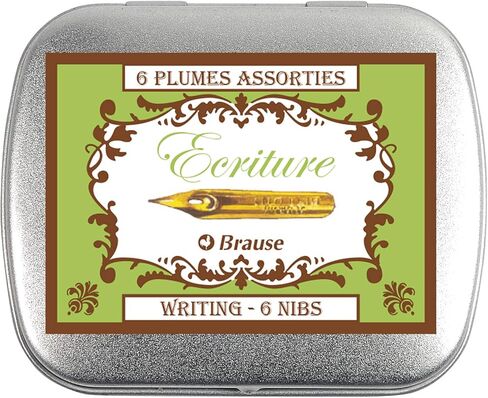 Brause - المرجع 21001B - مناقير رسم معدنية (عبوة من 6) - 2 × 66B، 2 × L'colire، 2 × 5 مم مناقير الزينة - مناسبة للكتابة والرسم والخط in Kuwait