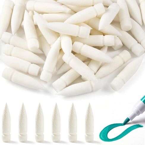 Incinkod 50 PCS Marker Pen Tips, Acrylic Paint Marker Replacement Tips for Art Supplies, Refill Soft Brush Pens Nibs Fit for Compatible with Guangna Series (White) in Kuwait