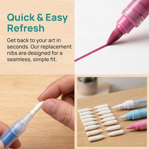 Incinkod 50 PCS Marker Pen Tips, Acrylic Paint Marker Replacement Tips for Art Supplies, Refill Soft Brush Pens Nibs Fit for Compatible with Guangna Series (White) in Kuwait