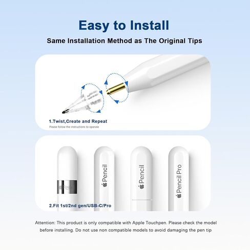 10 Pack Upgraded Replacement Tips for Apple Pencil Pro/USB-C/2nd Gen/1st Gen Apple Pen Nib for Sketching, Painting, Note-Taking, Apple Penicl Tip for Photographers, Artists, Writers in Kuwait