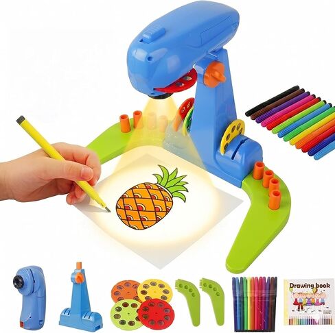 Projection Drawing for Kids，smart art sketcher projector toddler toy, with 32 Slide Cartoon Patterns and 12 Color Brush, Adjustable Pattern Size,Suitable for Children to Learn to Draw and Sketch in Saudi Arabia