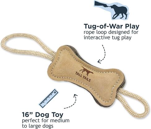 Tall Tails Bone Tug Natural Leather 16" Dog Toy in Saudi Arabia
