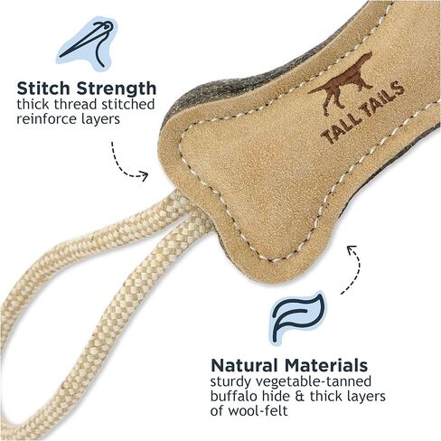 Tall Tails Bone Tug Natural Leather 16" Dog Toy in Saudi Arabia