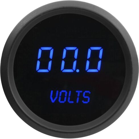 JEGS Voltmeter Gauge | 2-1/16in.Diameter | 7.0-25.5 Volts | LED Digital | Black Face/Bezel with Blue Numbers | Includes Mounting Hardware | Night Dimming | Made in USA in Kuwait