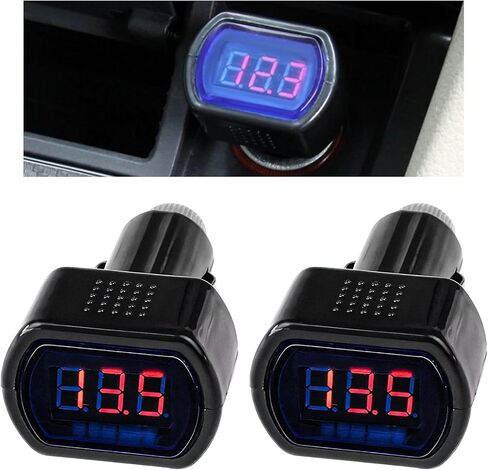2 PCS Car LED Cigarette Lighter Voltmeter, DC 12V 24V LED Digital Cigarette Lighter Electric Voltage Meter, Universal Battery Volt Gauge Monitor for Car Motorcycle Truck in Kuwait