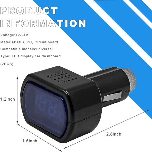 2 PCS Car LED Cigarette Lighter Voltmeter, DC 12V 24V LED Digital Cigarette Lighter Electric Voltage Meter, Universal Battery Volt Gauge Monitor for Car Motorcycle Truck in Kuwait