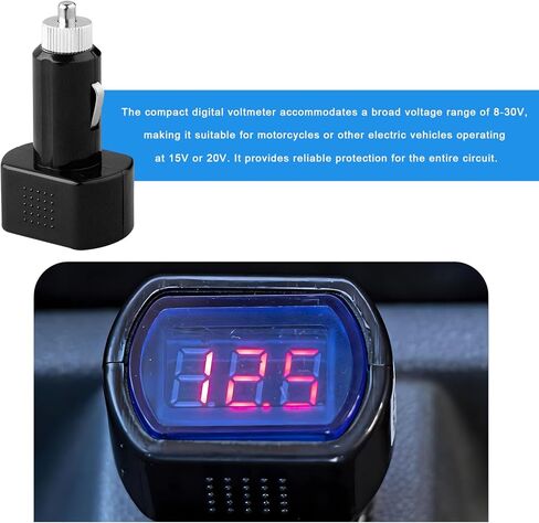 2 PCS Car LED Cigarette Lighter Voltmeter, DC 12V 24V LED Digital Cigarette Lighter Electric Voltage Meter, Universal Battery Volt Gauge Monitor for Car Motorcycle Truck in Kuwait