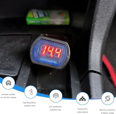 2 PCS Car LED Cigarette Lighter Voltmeter, DC 12V 24V LED Digital Cigarette Lighter Electric Voltage Meter, Universal Battery Volt Gauge Monitor for Car Motorcycle Truck in Kuwait