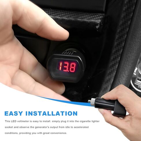 2 PCS Car LED Cigarette Lighter Voltmeter, DC 12V 24V LED Digital Cigarette Lighter Electric Voltage Meter, Universal Battery Volt Gauge Monitor for Car Motorcycle Truck in Kuwait